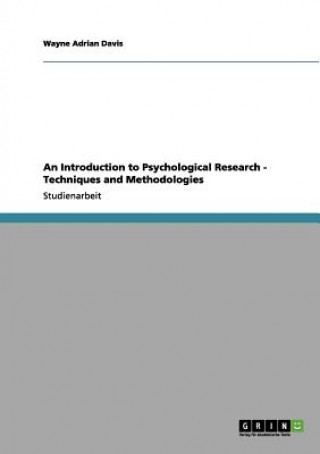 Książka Introduction to Psychological Research - Techniques and Methodologies Wayne A. Davis