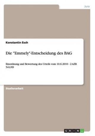 Kniha Emmely-Entscheidung des BAG Konstantin Esch