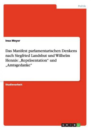 Kniha Manifest parlamentarischen Denkens nach Siegfried Landshut und Wilhelm Hennis Insa Meyer