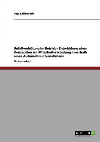 Livre Unfallverhutung im Betrieb - Entwicklung einer Konzeption zur Mitarbeiterschulung innerhalb eines Automobilunternehmens Ingo Kallenbach