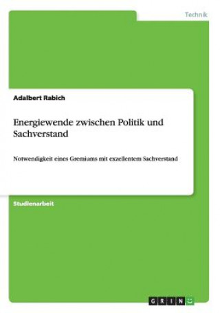 Kniha Energiewende zwischen Politik und Sachverstand Adalbert Rabich