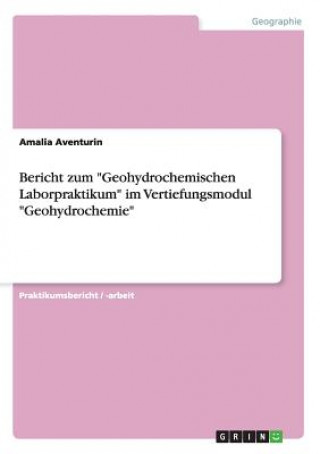 Kniha Bericht zum Geohydrochemischen Laborpraktikum im Vertiefungsmodul Geohydrochemie Amalia Aventurin