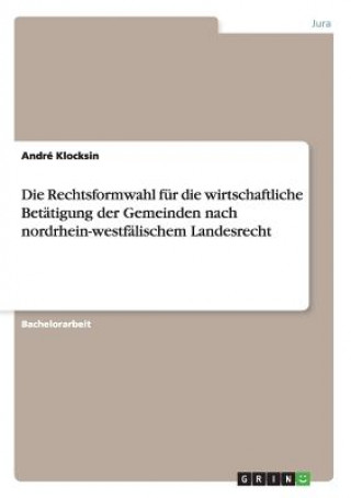 Kniha Rechtsformwahl fur die wirtschaftliche Betatigung der Gemeinden nach nordrhein-westfalischem Landesrecht André Klocksin