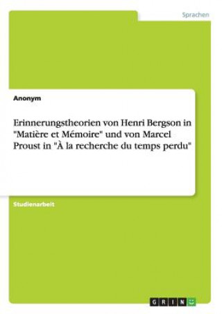 Kniha Erinnerungstheorien von Henri Bergson in Matiere et Memoire und von Marcel Proust in A la recherche du temps perdu nonym