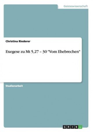 Kniha Exegese zu Mt 5,27 - 30 Vom Ehebrechen Christina Riederer