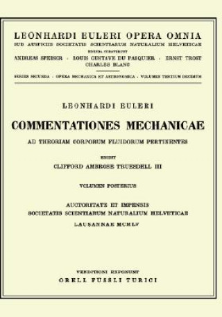 Kniha Commentationes mechanicae ad theoriam corporum fluidorum pertinentes 2nd part Leonhard Euler