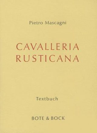 Book Cavalleria rusticana Pietro Mascagni