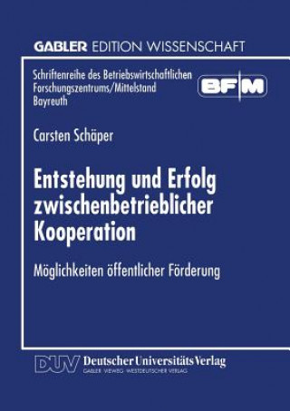 Knjiga Entstehung Und Erfolg Zwischenbetrieblicher Kooperation Carsten Schäper