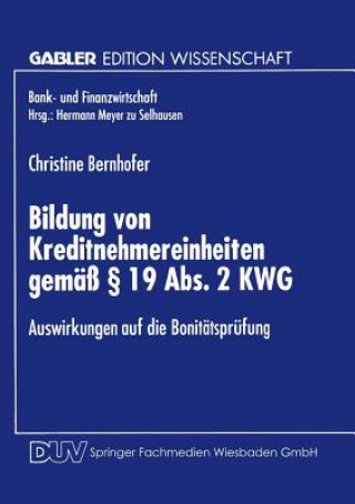 Buch Bildung Von Kreditnehmereinheiten Gem     19 Abs. 2 Kwg Christine Bernhofer