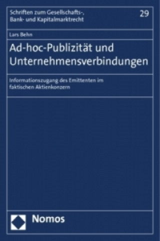 Kniha Ad-hoc-Publizität und Unternehmensverbindungen Lars Behn