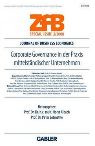 Libro Corporate Governance in Der Praxis Mittelstandischer Unternehmen Horst Albach