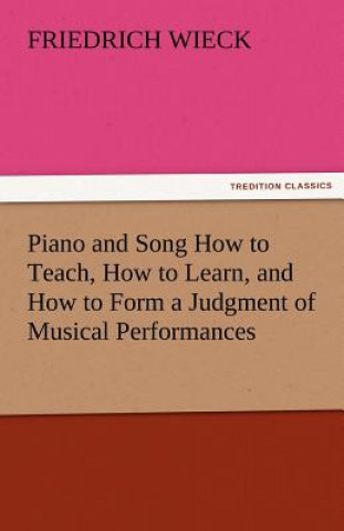 Książka Piano and Song How to Teach, How to Learn, and How to Form a Judgment of Musical Performances Friedrich Wieck