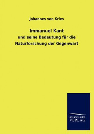 Book Immanuel Kant Johannes A. von Kries