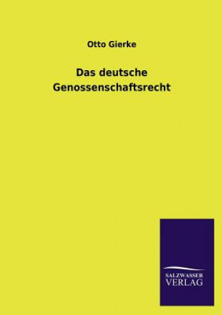 Книга deutsche Genossenschaftsrecht Otto Gierke