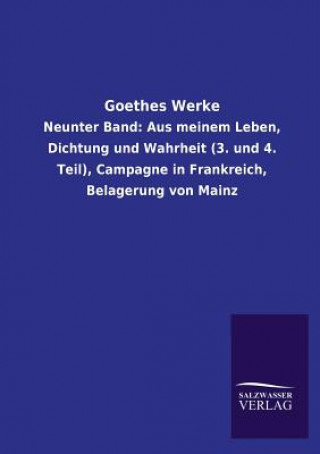 Livre Goethes Werke Salzwasser-Verlag Gmbh