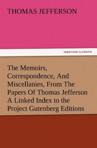Carte Memoirs, Correspondence, and Miscellanies, from the Papers of Thomas Jefferson a Linked Index to the Project Gutenberg Editions Thomas Jefferson