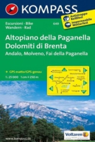 Materiale tipărite KOMPASS Wanderkarte 649 Altopiano della Paganella, Dolomiti di Brenta 1:25.000 Kompass-Karten Gmbh