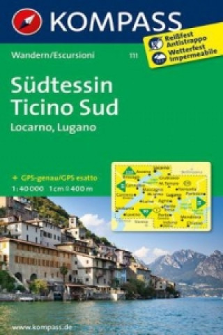 Tiskovina KOMPASS Wanderkarte Südtessin - Ticino Sud - Locarno - Lugano 