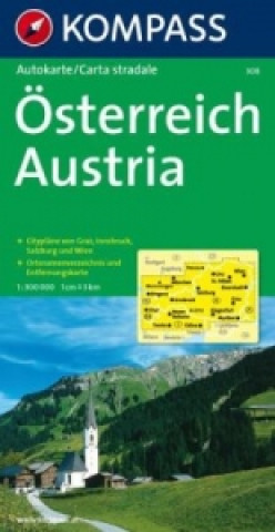 Prasa KOMPASS Autokarte Österreich 1:300.000. Austria. Autriche 