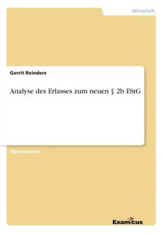 Kniha Analyse des Erlasses zum neuen  2b EStG Gerrit Reinders
