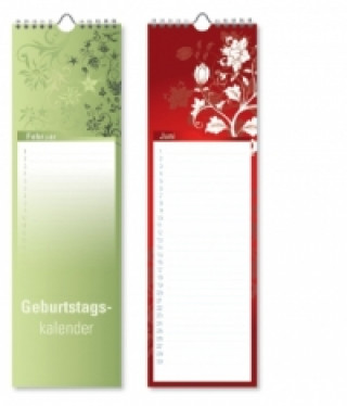 Kalendarz/Pamiętnik Geburtstagskalender Mini Floral - Wandkalender (9,5 x 33) - Jahresunabhängig 