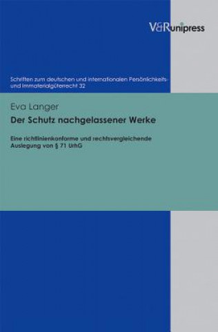 Kniha Der Schutz nachgelassener Werke Eva Langer