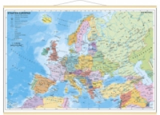 Prasa Stiefel Wandkarte Miniformat Staaten Europas, mit Holzstäben 
