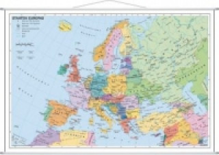 Tiskovina Stiefel Wandkarte Kleinformat Staaten Europas, mit Metallstäben 