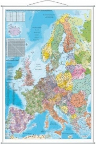 Tiskovina Stiefel Wandkarte Großformat Europa, PLZ, mit Metallstäben 