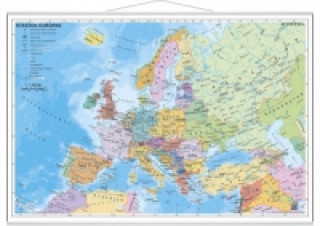 Nyomtatványok Stiefel Wandkarte Miniformat Staaten Europas, mit Metallstäben 