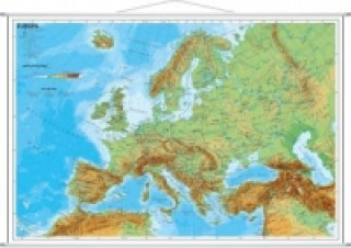 Tiskanica Stiefel Wandkarte Miniformat Europa, physisch, mit Metallstäben 
