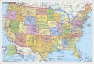 Tiskovina Stiefel Wandkarte Kleinformat USA, Bundesstaaten mit Postleitzahlen, englische Ausgabe, ohne Metallstäbe 