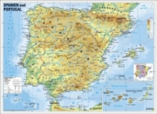 Tiskovina Stiefel Wandkarte Kleinformat Spanien und Portugal, physisch, ohne Metallstäbe 