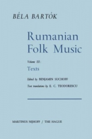 Kniha Rumanian Folk Music Bela Bartok