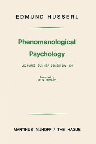 Kniha Phenomenological Psychology Edmund Husserl
