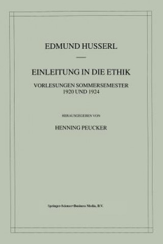 Könyv Einleitung in die Ethik Edmund Husserl