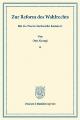 Book Zur Reform des Wahlrechts Otto Georgi