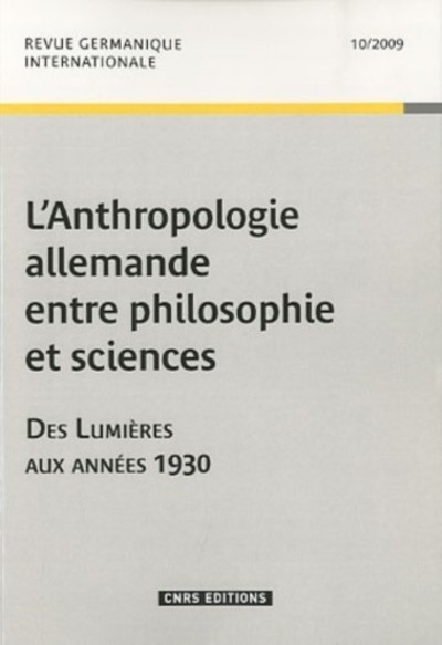 Книга Anthropologie Allemande Entre Philosoph 