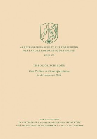 Książka Zum Problem Des Staatenpluralismus in Der Modernen Welt Theodor Schieder