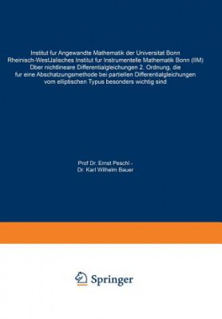 Buch UEber Nichtlineare Differentialgleichungen 2. Ordnung, Die Fur Eine Abschatzungsmethode Bei Partiellen Differentialgleichungen Vom Elliptischen Typus Ernst Peschl