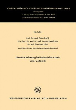 Książka Nerv se Belastung Bei Industrieller Arbeit Unter Zeitdruck Otto Graf