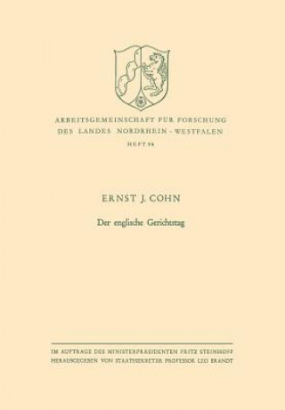 Knjiga Der Englische Gerichtstag Ernst Joseph Cohn