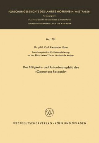 Book Das T tigkeits- Und Anforderungsbild Des  operations Research Carl Alexander Roos