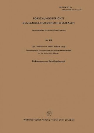 Könyv Einkommen Und Textilverbrauch Heinz Hubert Kaup