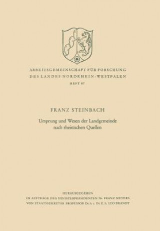 Книга Ursprung Und Wesen Der Landgemeinde Nach Rheinischen Quellen Franz Steinbach