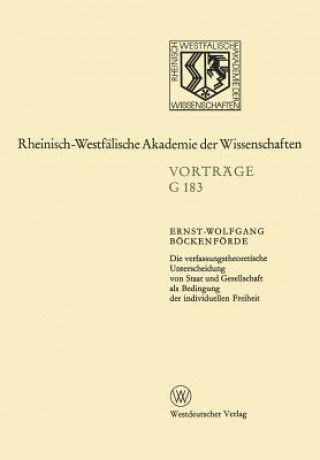 Könyv Verfassungstheoretische Unterscheidung Von Staat Und Gesellschaft ALS Bedingung Der Individuellen Freiheit Ernst-Wolfgang Böckenförde