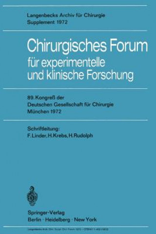 Książka Chirurgisches Forum Fur Experimentelle Und Klinische Forschung F. Lindner