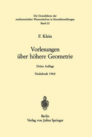 Könyv Vorlesungen  ber H here Geometrie Felix Klein