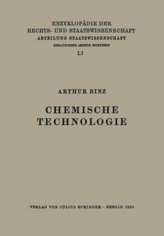 Kniha Chemische Technologie Arthur Binz