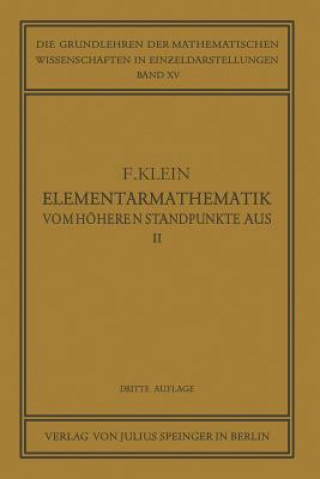 Libro Elementarmathematik Vom H heren Standpunkte Aus, II Felix Klein